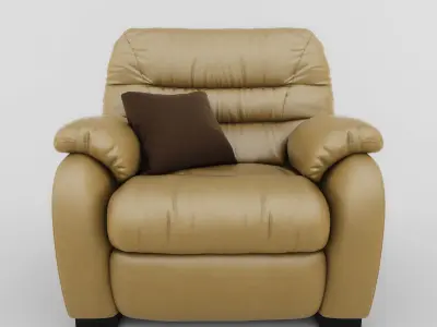 Chair tan leather recliner 3D model