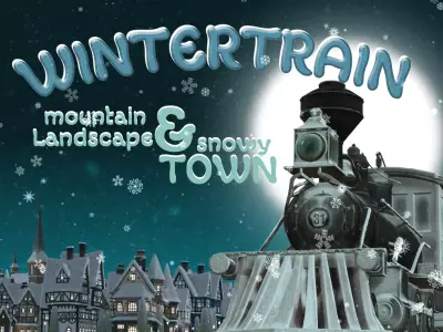 Winter Train Low-poly 3D model