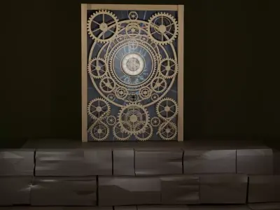low poly mechanical gear clock  steampunk machine 3d  game asset Free low-poly 3D model