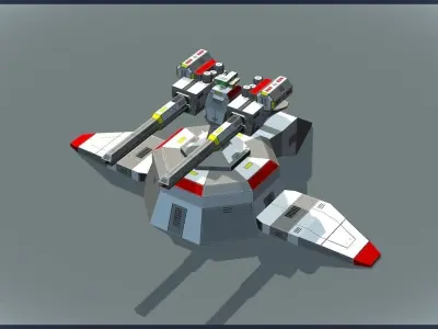 Lowpoly Sci-Fi - Modular Turrets Low-poly 3D model