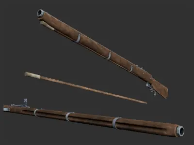 Musket 17th century Low-poly 3D model