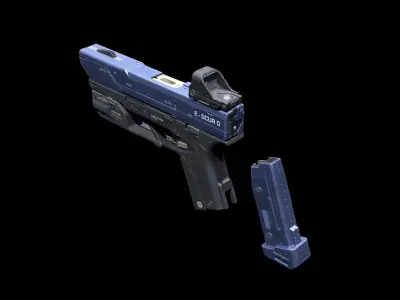 Sci-fi Pistol Low-poly 3D model 10