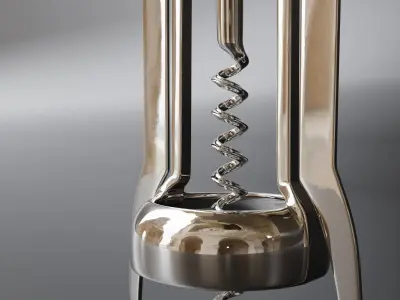 Wine bottle Opener chrome 3D model