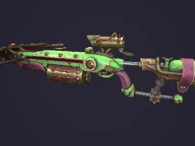 Steampunk crossbow  Low-poly 3D model