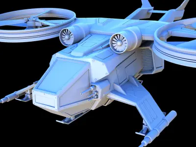 Battle sci-fi hehlicopter 3D model