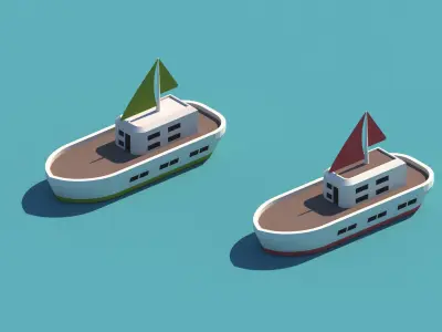 Cartoon Low Poly Ship Package Low-poly 3D model