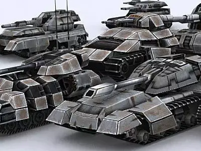 Sci-Fi Tanks collection Low-poly 3D model