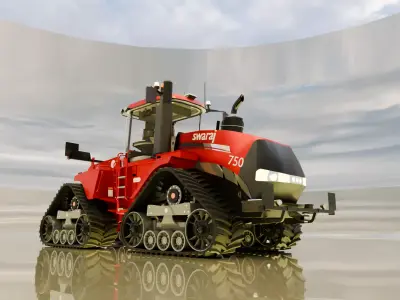 Modern Tracked Tractor 3D Model Low-poly 3D model