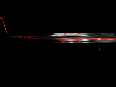 Futuristic Sci fi Red and Black Plane 3D Model for night Low-poly 3D model