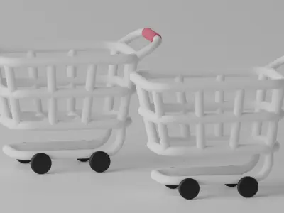 Cartoon Simple Shopping Cart Low-poly 3D model