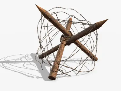 Barbed wire obstacles fences  3D model