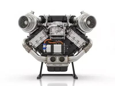 Twin-Turbocharged V-Engine Low-poly 3D model