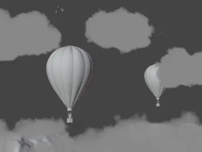Air Balloons CGI Movie Scene Low-poly 3D model