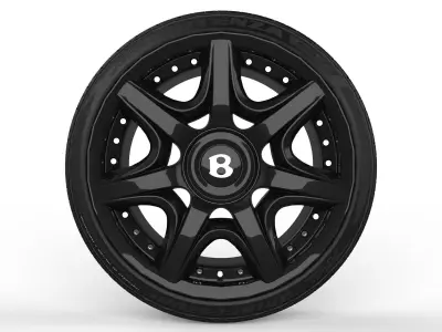 Bentley Continental GT wheel with tire Low-poly 3D model