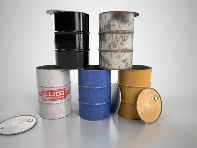 Oil Barrel 2 Open Low-poly 3D model