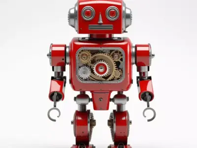 Classic Red Toy Robot 3D model