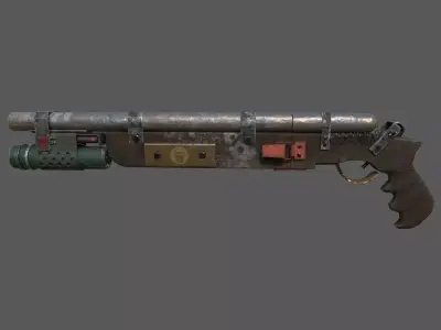  Game ready post apocalypse shotgun Low-poly 3D model