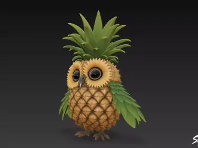 Ananasita Owlita - Italian Brainrot Low-poly 3D model