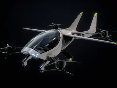 Flying Car eVTOL Air One Black PBR 3D model