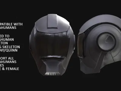 Military Helmet 12 - All MH Bodies - UE5 Skeletons - Rigged Low-poly 3D model