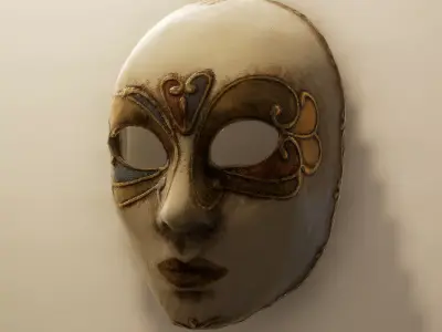 S00078 Venetian Decorative Mask LowPoly Low-poly 3D model