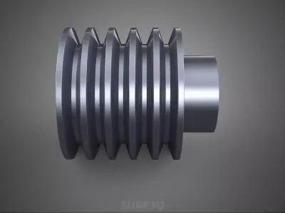 STANDARD 5 FIVE QUINTUPLE GROOVE TRACK PULLEY SHEAVE WHEEL BELT 3D model