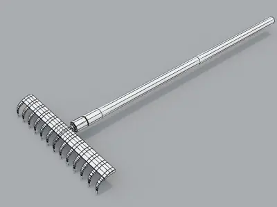 Rake PBR wooden Low-poly 3D model