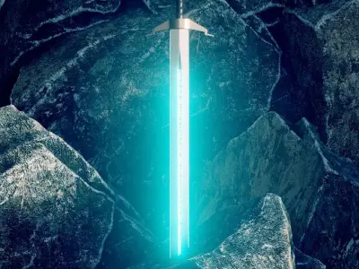 Sword with runes Low-poly 3D model