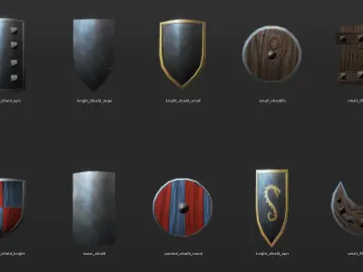 Simple Shields Low-poly 3D model