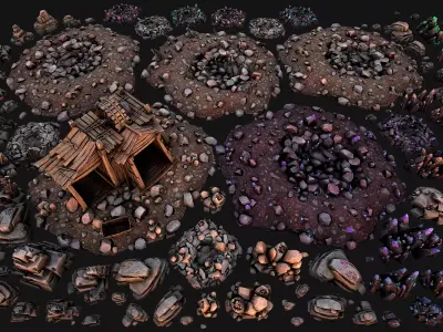 Medieval Mine Industrial Environment Pack Ore Crystals Metal Low-poly 3D model