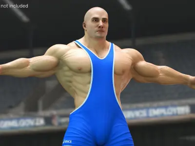 Muscular Athlete T pose in Asics Blue Singlet 3D model