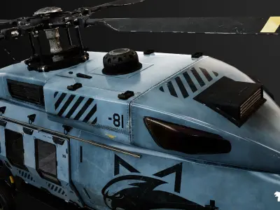 Military Helicopter - Rigged and BP Controllable with skins Low-poly 3D model