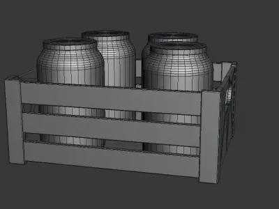 Wooden Crate With Jars Free low-poly 3D model