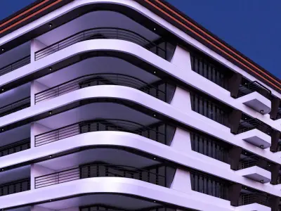 V Design Hotel with interior Plan 3D model