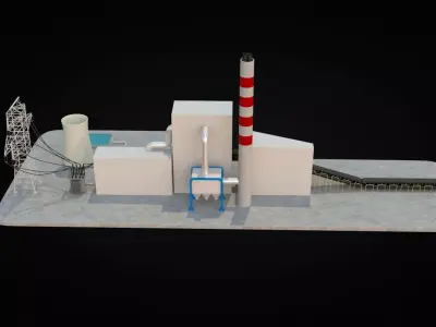Coal Power Station Diagram 3D model