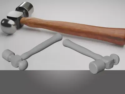 Realistic Wooden Hammer 3D model