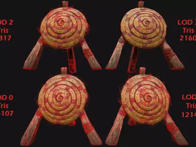 Medieval Wooden Straw Target Dummy for Combat Shooting range Low-poly 3D model