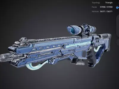 Futuristic Blue Rifle 3D model