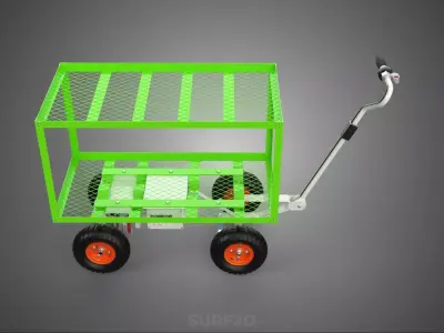 ELECTRIC DOUBLE TIERED BED TUB UTILITY TROLLEY WAGON CART GARDEN 3D model