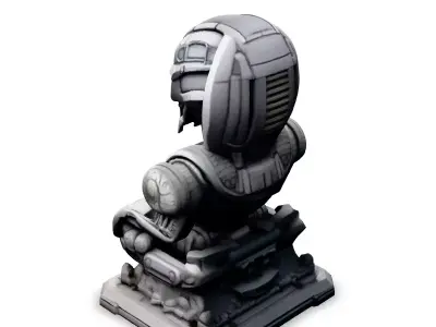 SciFi Alien Statue Bust Low-poly 3D model
