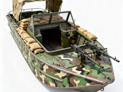 Riverine Patrol Boat PBR 3D Model Low-poly 3D model