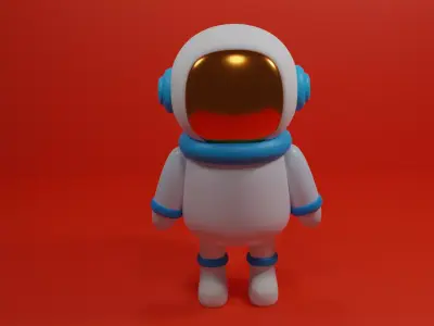 Astronaut cartoon character with headphones and backpack 3D model