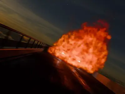 Cinematic High-Speed Bridge Explosion Scene 3D model