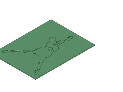 Guitar Woman Silhouette Mold for Wall Art Decor 3D model