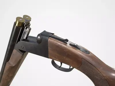 Generic double barrel shotgun  Low-poly 3D model