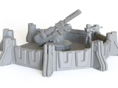 Sci fi Artillery Emplacement for tabletop scenery 3D print model