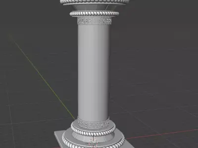 Classic Marble and Gold Decorative Pillar  High-Quality 3D Model 3D model