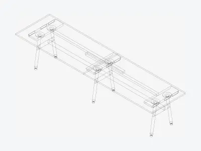 Desk - Timberline - Workstation - Sgl - Side - 2 - Person - Low Low-poly 3D model