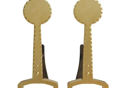 Pair Of Antique Victorian Quality Brass Fire Dogs 3D model