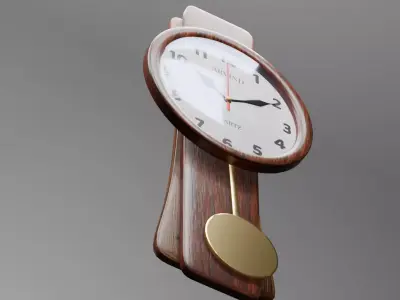 Pendulum Wall Clock 3D Model Quartz Clock Interior Decor Free 3D model